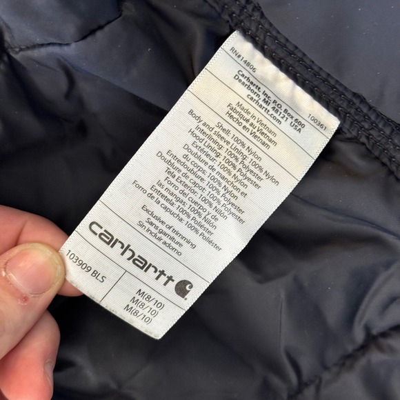 Carhartt Women's Utility Quilted Hooded Jacket Blue Steel medium - Picture 10 of 10